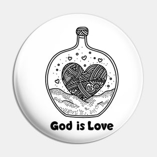 God is love. Doodle illustration. Pin