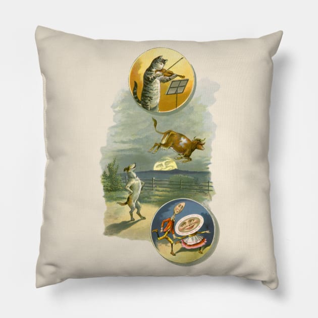 Vintage Hey Diddle Diddle Nursery Rhyme Pillow by MasterpieceCafe