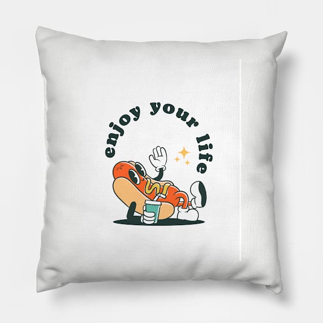 relaxing hotdog enjoy your life Pillow by Kahlenbecke