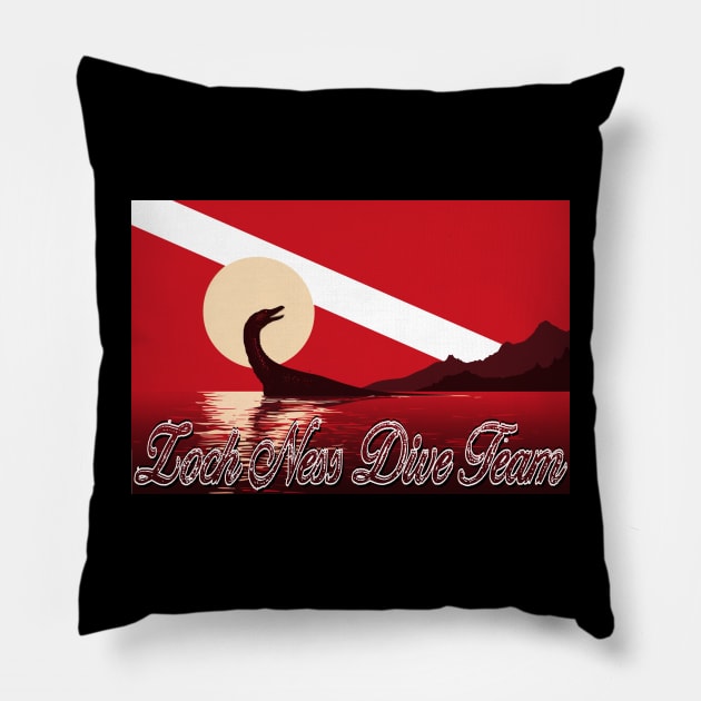 Loch Ness Dive Team Pillow by Dead Is Not The End