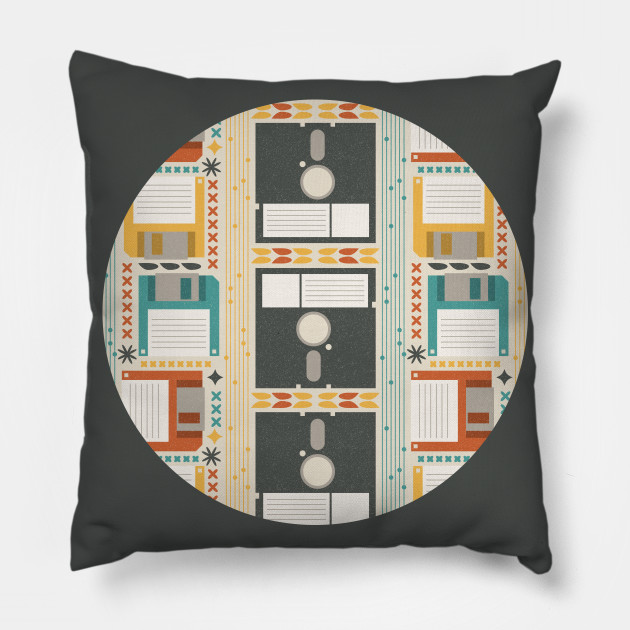 Retro Computer Floppy Disk Pattern Floppy Disk Pillow