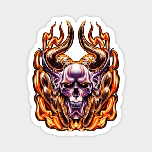 Flaming Demon Skull Magnet