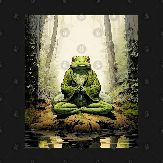 Japanese Toad: Toads and Frogs in Japanese Folklore on a Dark Background by Puff Sumo