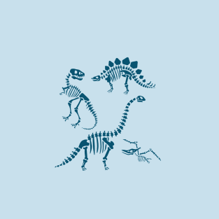 Dinosaur Fossils in Blue T-Shirt