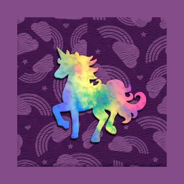 Colorful unicorn in purple yellow orange green blue pink by KK-Royal