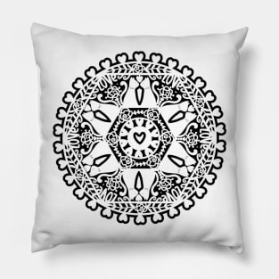 Black Mandala Black Cat Pillow