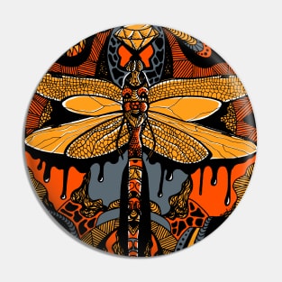 Orangrey Circle of the Dragonfly Pin