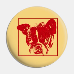 boston terrier / french bulldog red outline Pin