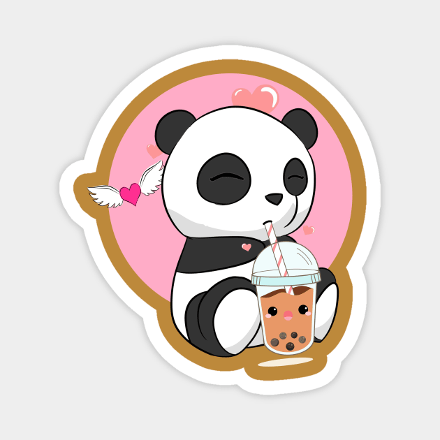 Cute Chibi Panda Drinking Boba Bubble Tea Magnet by Bubbly Tea