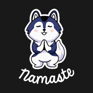 Husky Namaste Yoga Dog Lover Malamute T-Shirt