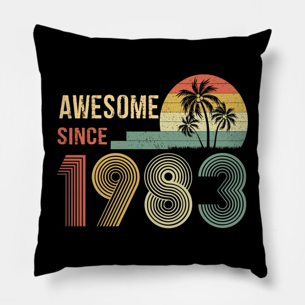 39 Years Old Awesome Since 1983 Gifts 39th Birthday Gift Pillow by peskybeater