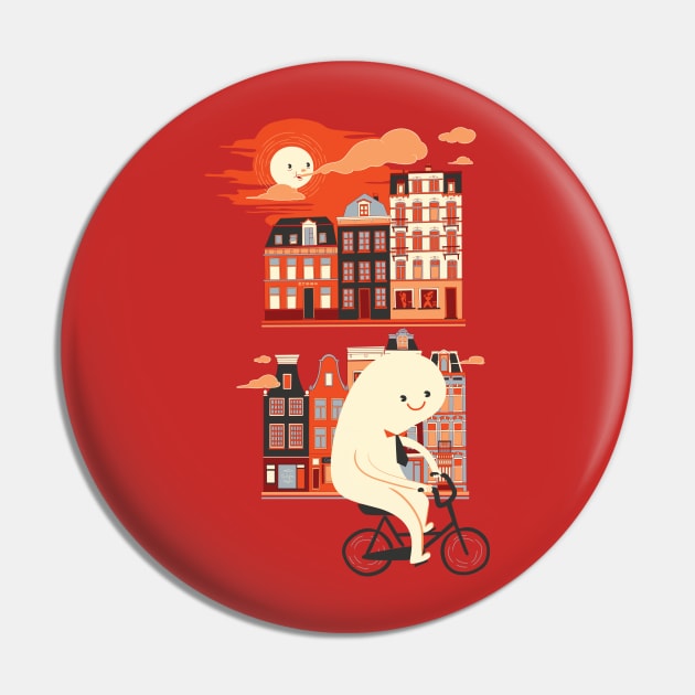 Happy Ghost Biking Pin by ivejustquitsmoking