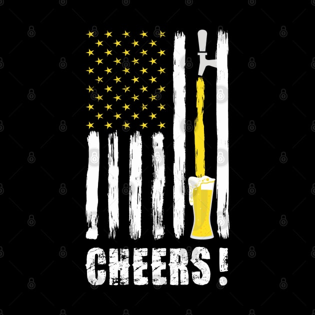 Craft Beer American Flag USA T-Shirt, 4th July CHEERS T-Shirt by Pannolinno