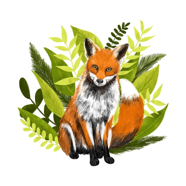 Fox Among the Leaves by SarahWIllustration