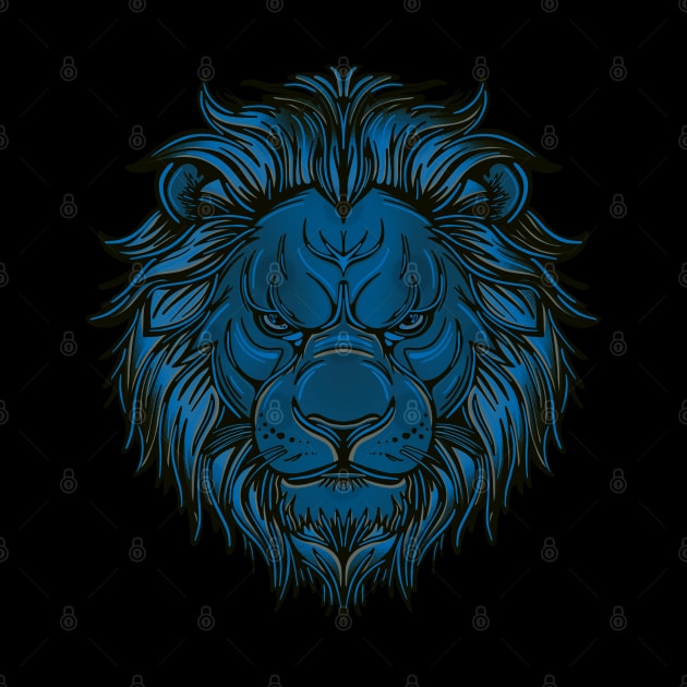 Dark blue lion head by DaveDanchuk