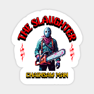 horror movies chainsaw man pixel art Magnet