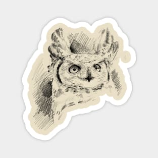 Great Horned Owl Art Sketch Pattern Magnet