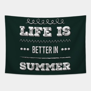 Life is better in summer Hello Summer Cute Summer Blue Typography Tapestry