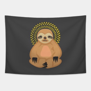 Funny Sloth in Yoga position with enlightenment lights Tapestry