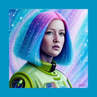 Astronaut, Girl Power, Outer Space, Colorful, Artwork, Painting, Portrait, Original Design by Jamie Lynn Hand T-Shirt