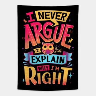 I Know I Am Right - Cute Owl Lettering Tapestry