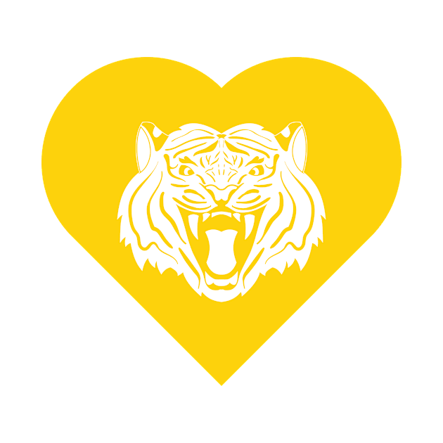 Tiger Mascot Cares Yellow by College Mascot Designs