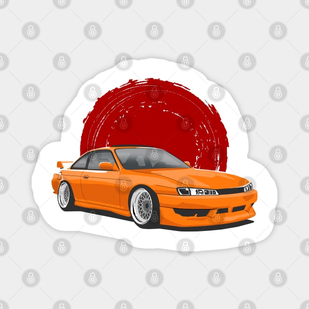 Orange Nissan Silvia S14 Kouki Magnet by Rebellion Store