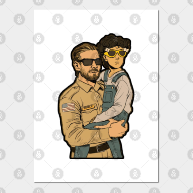 Stranger Things Chief Hopper And Eleven Chief Hopper Affiche Et Impression D Art Teepublic Fr