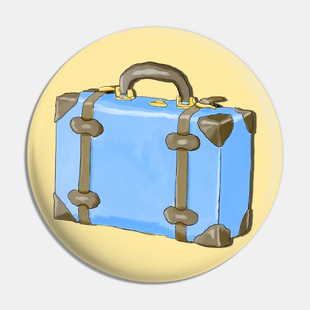 Blue Vintage Style Suitcase Pin by MandyE