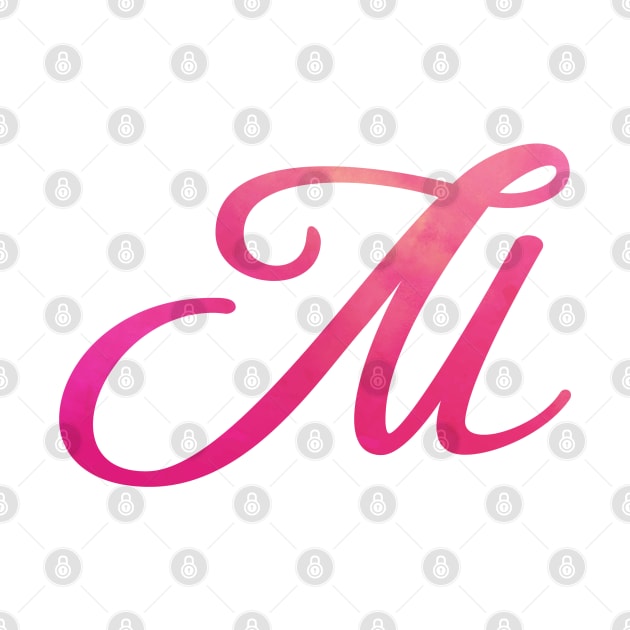 Letter M Monogram, Pink Color Personalized Design by Star58