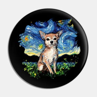 Chihuahua Starry Night with border Pin