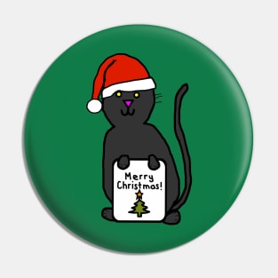 Cute Cat says Merry Christmas Pin