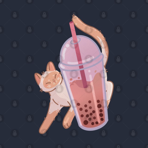 Bubble Tea Boba Red Point Thai Cat by Feline Emporium