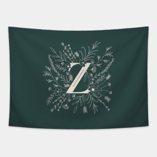 Botanical Letter Z (Forest Green) Tapestry