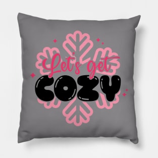 Let's Get Cozy for Holidays and Winter - Pink Snowflakes Pillow