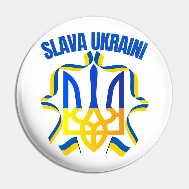 Slava Ukraini, Glory To Ukraine, I Stand With Ukraine Pin by Coralgb