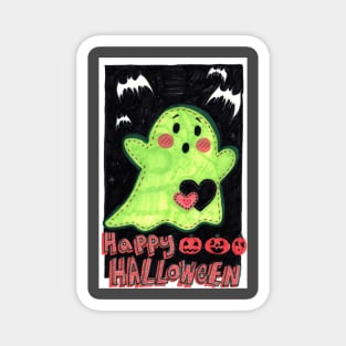 Happy Halloween Cute Green Ghost Doll Magnet