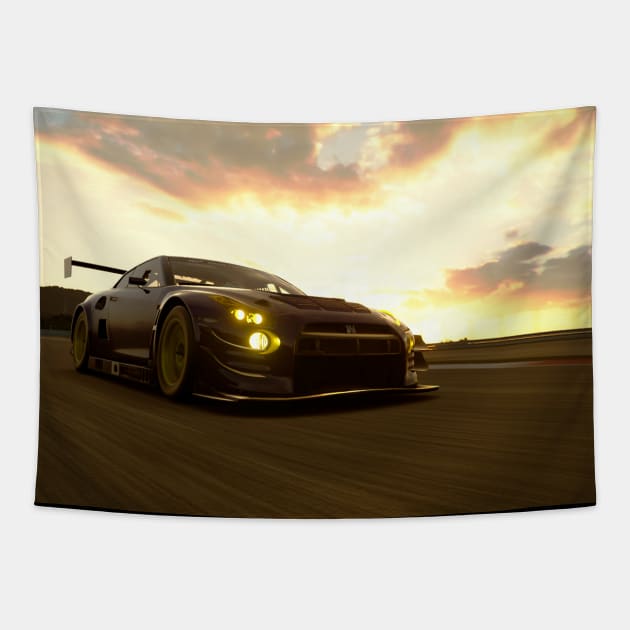 Nissan gtr gt3 dramatic sky Tapestry by Guntah