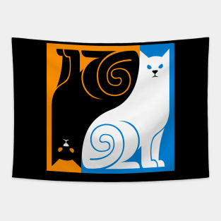 Black cat White cat Tapestry