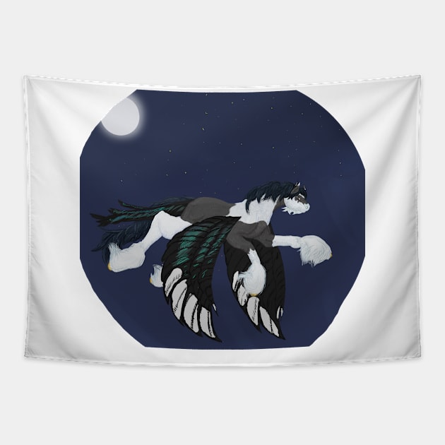 Magpie Pegasus Tapestry by HornedBlueMare