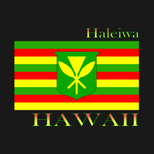 Haleiwa Hawaii Islands Hawaiian Flag Beach T-Shirt