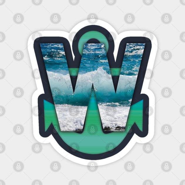 W anchor Magnet by TeeText