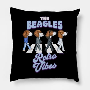 Classic street by the beagle dogs on The Beagles Retro Vibes Pillow