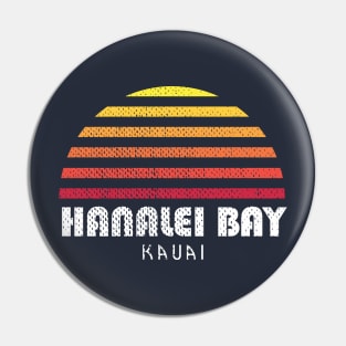 Hanalei Bay Kauai Hawaii Retro Sunset Family Beach Vacation Pin