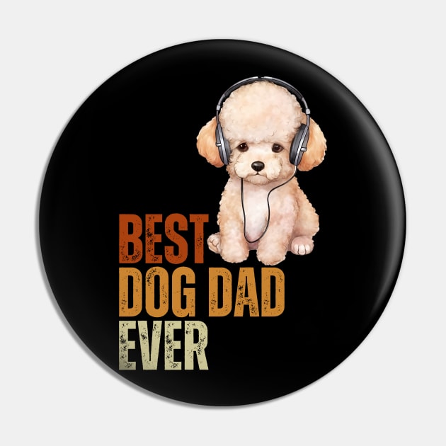 Vintage Best Dog Dad Ever Funny Puppy Poodle Dog Lover Pin by Just Me Store