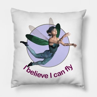 I believe I can fly elf fairy faerie with dragonfly wings Pillow