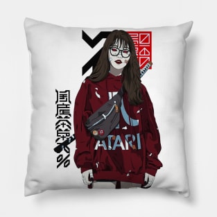 Cool Japanese Girl Kanji Patter Ornaments Pillow