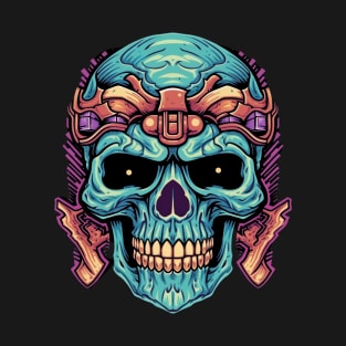 80s Retro Sci-Fi Villain Skull T-Shirt