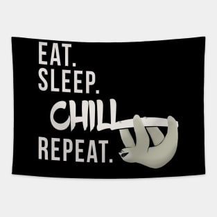 Eat Sleep Chill Repeat Chilling Sloth Silhouette Tapestry