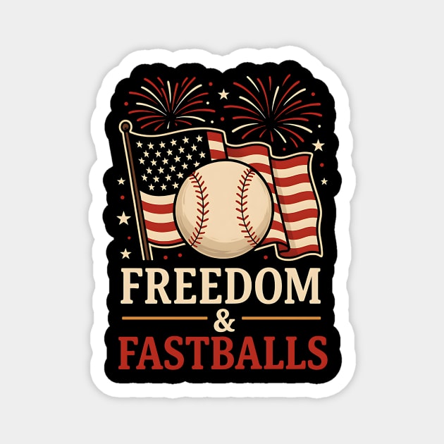 Freedom & Fastballs Baseball 4th of July Patriotic Magnet by ArtistTee ⭐⭐⭐⭐⭐